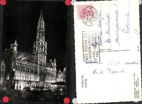 359790,Belgium Bruxelles Brüssel Hotel de Ville Rathaus b. Nacht