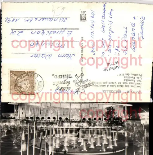 467738,Belgium Bruxelles Brüssel Expo 58 Pavillon Etats Unis Amerique