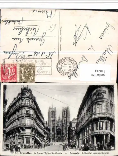 510243,Belgium Bruxelles Brüssel Rue et Eglise Ste-Gudule Kirche