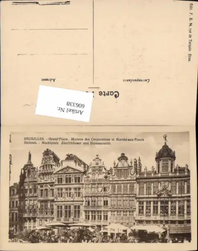 606338,Brüssel Bruxelles Grand Place Marktplatz Zünfthäuser u. Blumenmarkt Maison des Corporations
