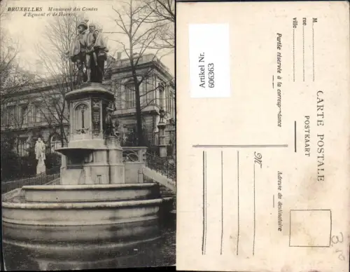 606363,Brüssel Bruxelles Monument des Comtes d Egmont et de Hornes Statue Brunnen