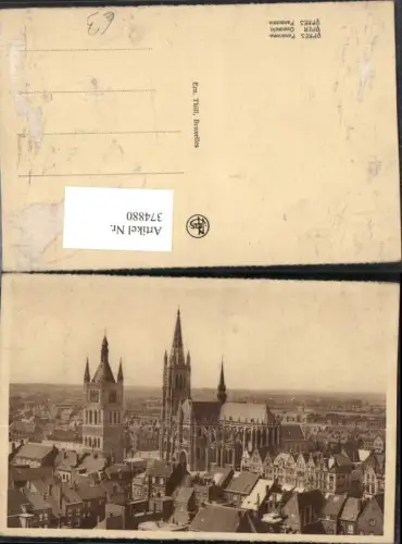 374880,Belgium Ypres Ypern Panorama Teilansicht Kirche Turm