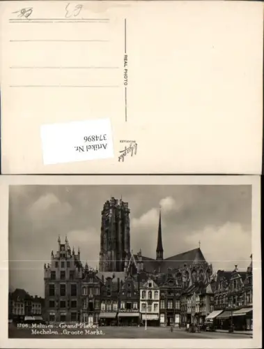 374896,Belgium Malines Mechelen Grand Place Markt Cafe Kirche Turm
