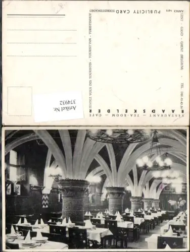 374932,Belgium Gand Gent Raadskelder Restaurant Innenansicht
