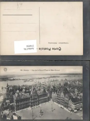 374958,Belgium Anvers Antwerpen Vue de la Grand Place et Bas-Escaut
