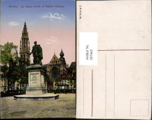 387465,Belgium Anvers Antwerpen La Place Verte et Statue Rubens Denkmal