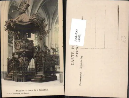 387471,Belgium Anvers Antwerpen Chaire de la Cathedrale Kirche Kanzel