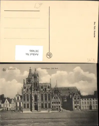 387486,Belgium Dixmude Diksmuide Grand Place Rathaus Kirche