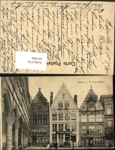 387500,Belgium Ypres Ypern La Conciergerie Geschäfte Gebäude Arkaden