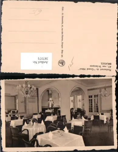 387571,Belgium Bruges Brügge Grand Hotel Restaurant Innenansicht