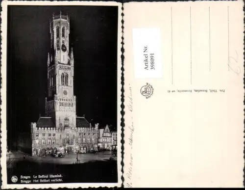 398091,Belgium Bruges Brügge Le Beffroi illumine Turm