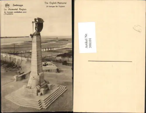 398101,Belgium Zeebrugge Seebrügge Memorial Anglais St Georges combattant pour Angleterre