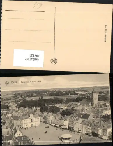 398123,Belgium Ypres Ypern Panorama et Grand Place Teilansicht