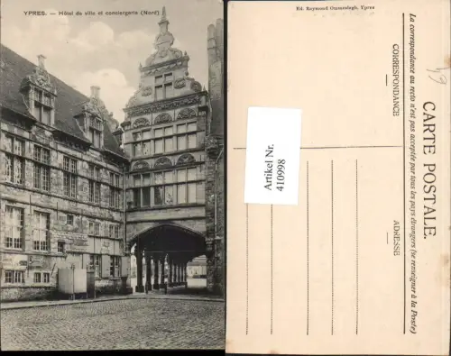 410998,Belgium Ypres Ypern Hotel de ville et conciergerie Rathaus
