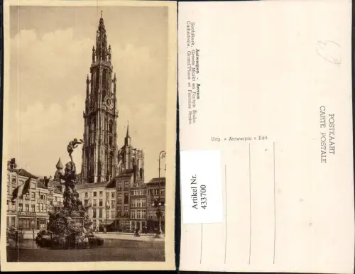 433700,Belgium Antwerpen Anvers Cathedrale Grand Place et Fontaine Brabo Kirche Brunnen