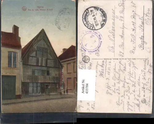 433704,Belgium Ypres Ypern Rue de Lille Maison de bois Haus