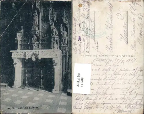 433709,Belgium Ypres Ypern Salle des Echevins Kamin