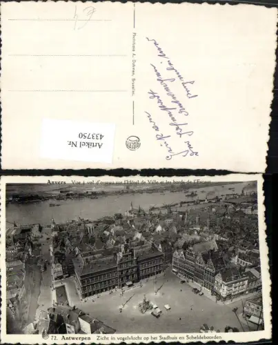 433750,Belgium Antwerpen Anvers l'Hotel de Ville et les bords de l'Escaut Rathaus