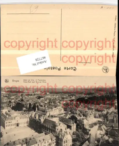 467728,Belgium Bruges Brügge Hotel de Ville et Panorama Teilansicht