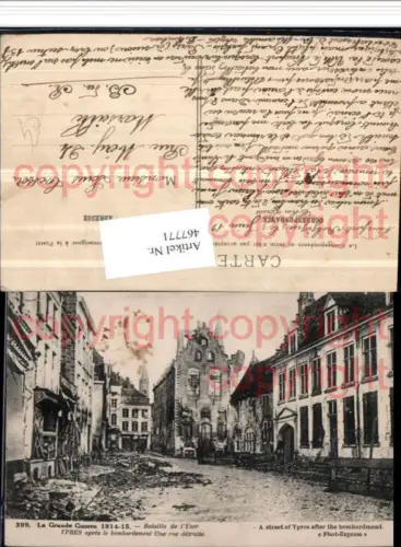 467771,Belgium Ypres Ypern Bataille bombardement Zerstörung Straße