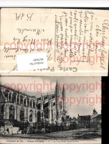 467849,Belgium Ypres Ypern Ruines Cathedrale St-Martin Kirche
