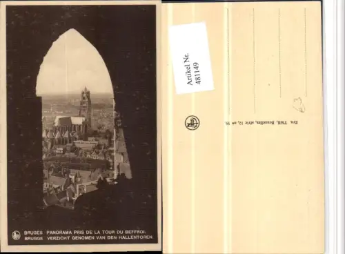 481149,Belgium Bruges Brügge Panorama pris de la Tour du Beffroi Kirche