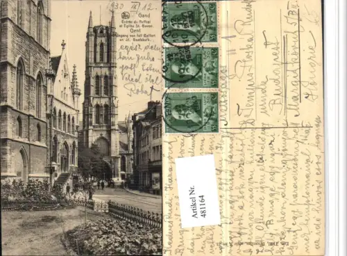 481164,Belgium Gand Gent Entree du Beffroi et Eglise St. Bavon Kirche