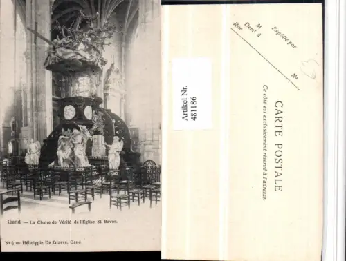 481186,Belgium Gand Gent Chaire de Verite de Eglise St. Bavon Kanzel