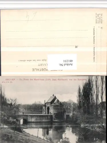 481231,Belgium Bruges Brügge Porte des Marechaux vue des Remparts Brücke