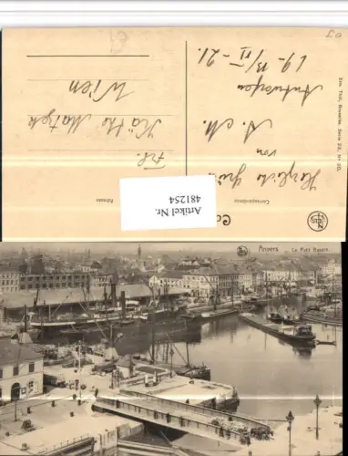 481254,Belgium Anvers Antwerpen Le Pettit Bassin Teilansicht Dampfer