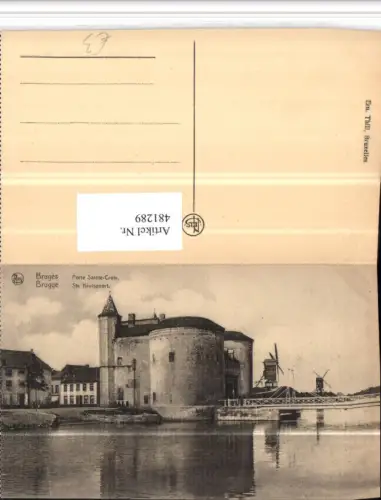 481289,Belgium Bruges Brügge Porte Saint-Croix Tor Brücke Windmühle