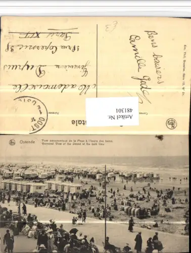 481301,Belgium Ostende Vue panoramique de la Plage Strand Strandleben