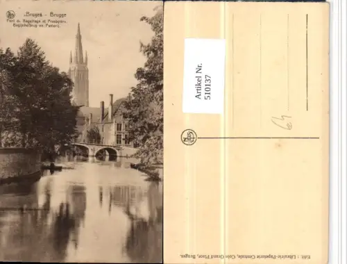 510137,Belgium Bruges Brügge Pont Beguinage et Presbytere Brücke Turm