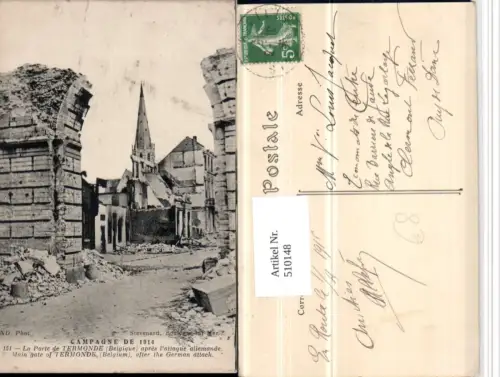 510148,Belgium Dendermonde Termonde Porte attaque allemande Zerstörung