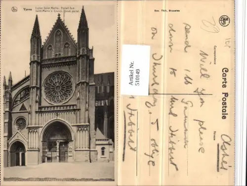 510149,Belgium Ypres Ypern Eglise Saint-Martin Kirche Portal