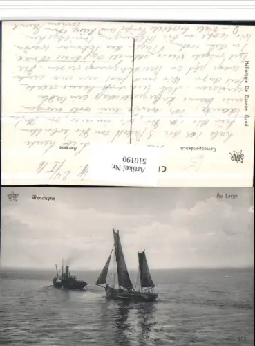 510190,Belgium Wenduyne Wenduine Au Large Meer Segelschiff Dampfer