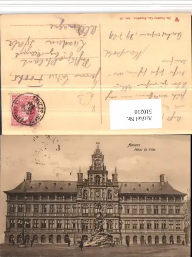 510210,Belgium Anvers Antwerpen Hotel de Ville Rathaus pub Dr. Trnkler 131