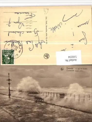 510234,Belgium Ostende Un jour de tempete Brandung
