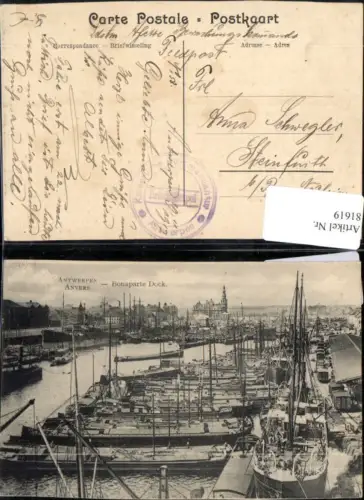 81619,Antwerpen Anvers Bonaparte Dock Hafen Botte Schiffe Segelboote Feldpost