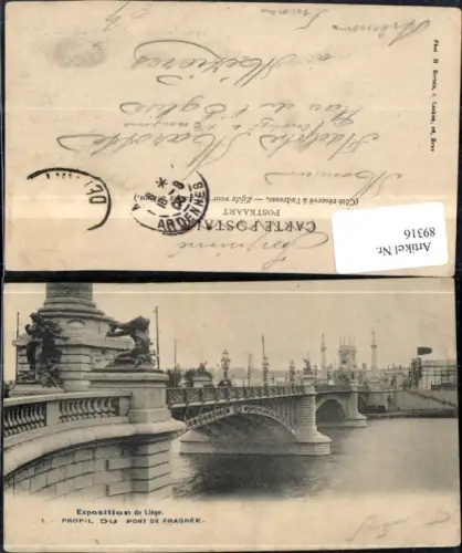 89316,Liege Ansicht Pont de Fragnée Brücke 1905