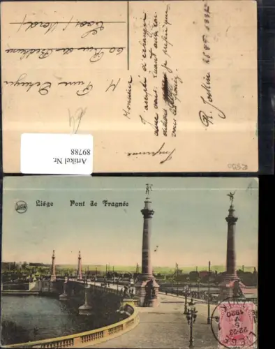 89788,Liege Pont de Fragnée Ansicht Brücke 1920