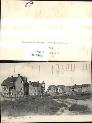 211860,La Panne Villas dans les Dunes V. Pouponniere V. Saint-Jean V. Betsy-Cottage V. Joyeuse V. Les Mauves