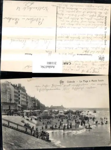 211881,Ostende La Plage a Maree haute Strand