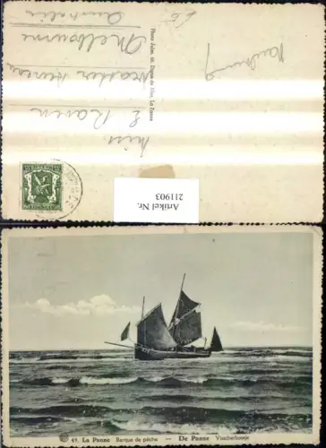 211903,La Panne Barque de peche Visscherbootje Fischerboot Segelboot