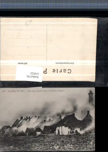 314522,Guerre de 1914 Maison en flammes dans un faubourg d'Anvers Antwerpen Krieg Flammen