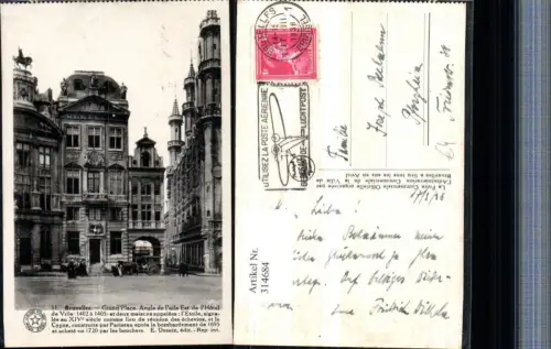 314684,Bruxelles Brüssel Grand Place Angle de l'aile Est de l'Hotel de Ville