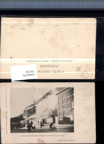 314734,Anvers Antwerpen Incendie de l'Entrepot Royal Brand Rauch