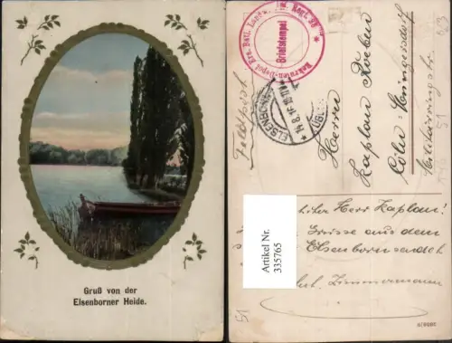 335765,Präge AK Gruß von d. Elsenborner Heide Landschaft Passepartout