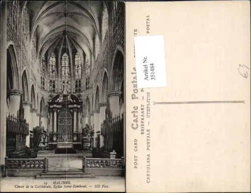 351484,Malines Eglise Saint-Rombaut Choeur de la Cathedrale Kirche Chorgestühl