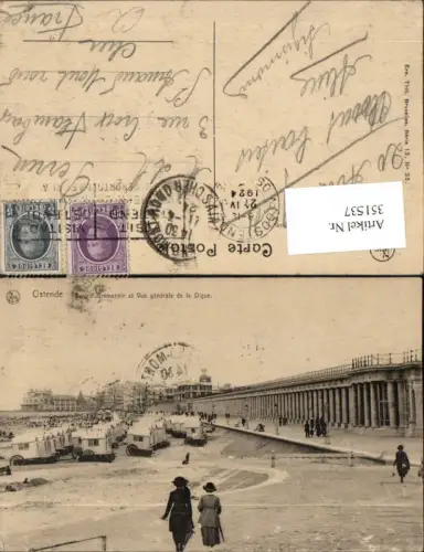 351537,Ostende Galerie-Promenoir et Vue generale de la Digue Säulen Strand